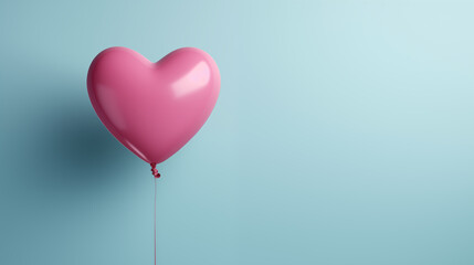 Minimalist Heart-Shaped Balloon Floating in Blue Backdrop
