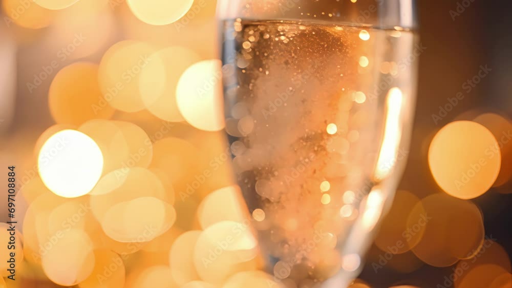 Poster closeup of a crystal champagne flute, capturing the intricate s and facets that make it sparkle with