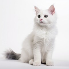 Cute white kitten on a white background