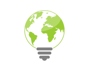 Green world in light bulb shape logo