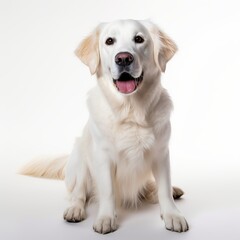 Cute white dog on a white background