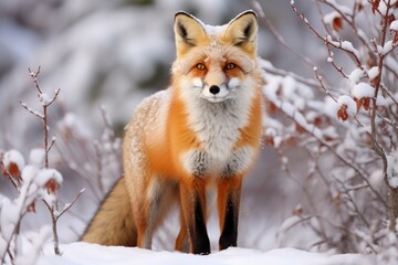 Obraz premium A close up of a fox in the snow