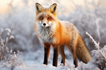 Fototapeta premium A close up of a fox in the snow