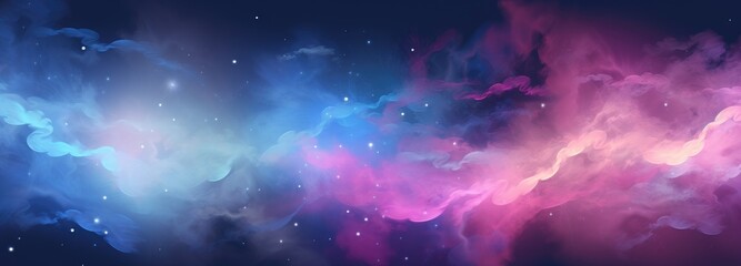 A colorful background with clouds and stars