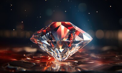A diamond on a shiny surface
