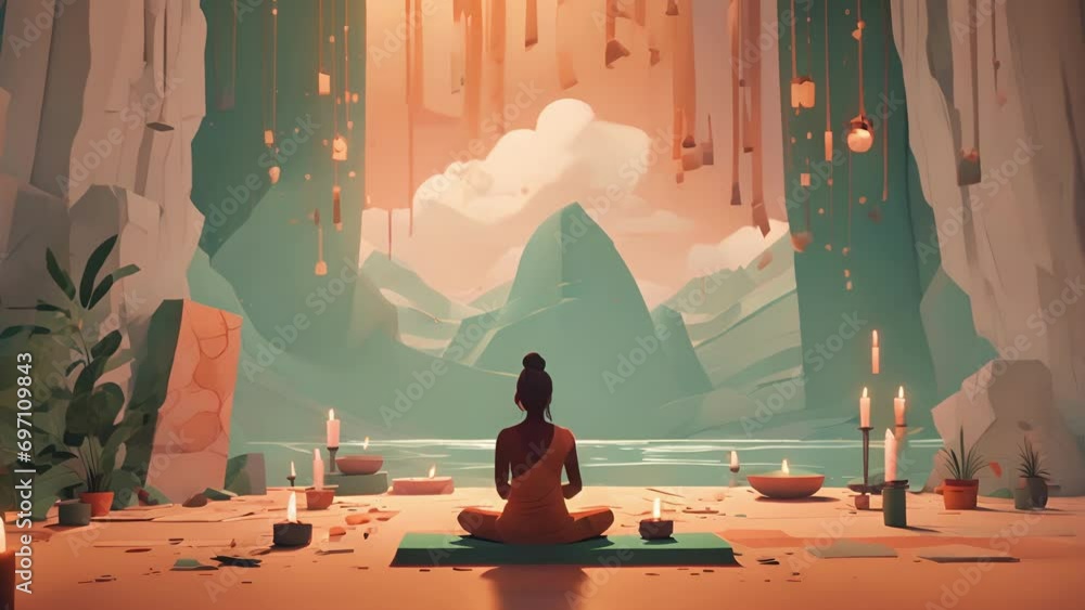 Poster a visually striking animation portraying the transformative power of rituals in coping with mental h