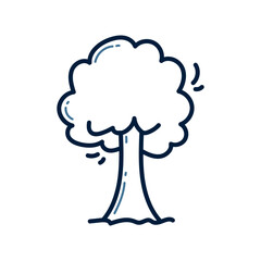 Hand drawn tree doodle line illustration. Tree doodle icon vector.