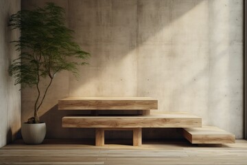 A potted plant sitting on top of a wooden step