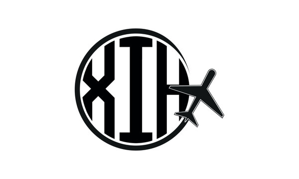 XIH three initial letter circle tour & travel agency logo design vector template. hajj Umrah agency, abstract, wordmark, business, monogram, minimalist, brand, company, flat, tourism agency, tourist