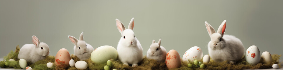 1:4 or 4:1 Eggs and bunnies mark the arrival of Easter, commemorating the resurrection of Jesus and...