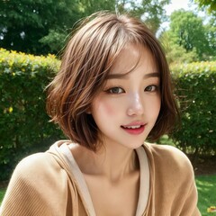 Naklejka premium カジュアルな服装のちょっとエロいお姉さん