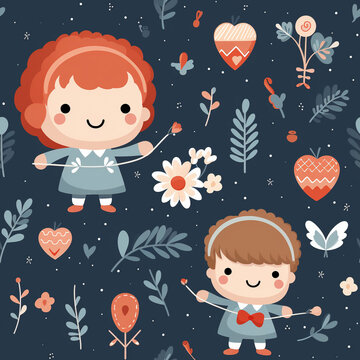 Cute Cupids and Arrows Seamless Patterns © Thitiphan