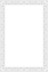 Vector linear contour square Turkish ornament. Ottoman rectangle, border, frame. Muslim pattern for stained glass.