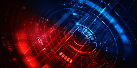 2d illustration Abstract futuristic electronic circuit technology background
