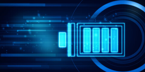 2d rendering Electrical energy and power supply source concept, accumulator battery with charging level indicator