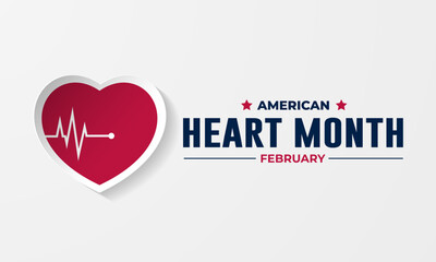National American Heart Month Background Vector Illustration  - obrazy, fototapety, plakaty