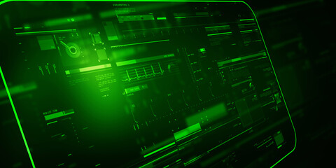 2d illustration Abstract futuristic electronic circuit technology background
