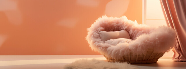 A pair of hands forms a heart shape, their peach fuzz gloves symbolizing warmth and love, set against a harmonious background.