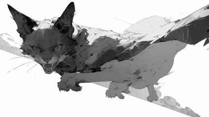 Vivid Dash: The Artistic Sprint of a cat 