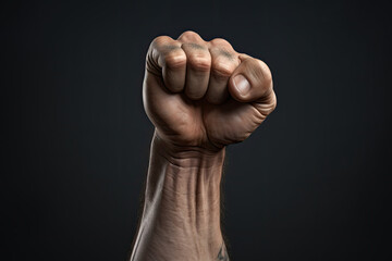 Fists raised for equality.
