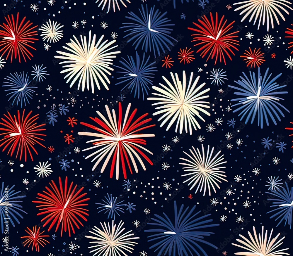Poster fireworks seamless pattern