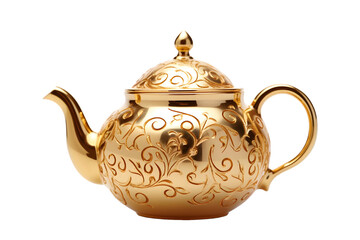 an old style golden arabic traditional hot beverage tea coffee pot - obrazy, fototapety, plakaty