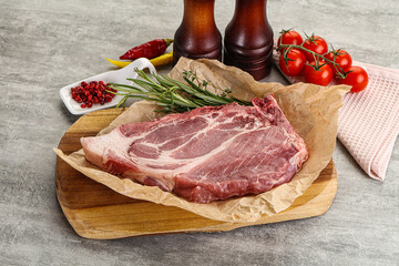 Raw pork neck steak uncoocked