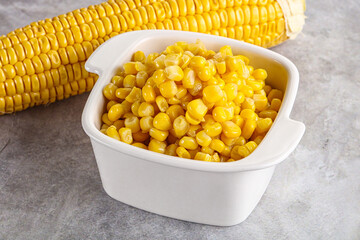 Marinated corn in the bowl