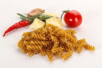 Raw whole grain pasta fusilli