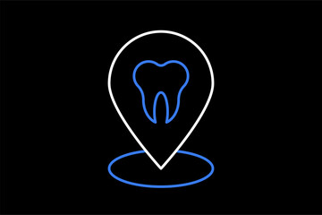  location of dentistry  illustration in dark style. Flat vector illustration.