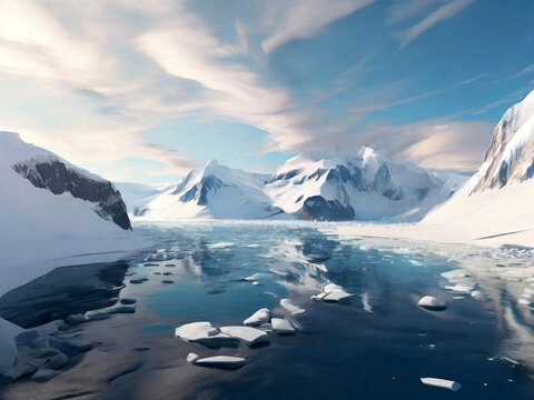 Antarctica incredible landscape view. Created using generative AI tools