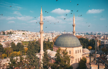 Panoramic cityscape of Sanliurfa view with mosque and minaret- Turkey
