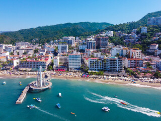Breathtaking panorama of the Puerto Vallarta Pier - obrazy, fototapety, plakaty