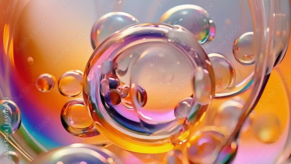 Poster a colorful closeup of a soap bubble, demonstrating the principles of surface tension and fluid dynam