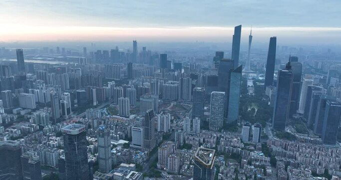  Aerial footage of landscape in Guangzhou city, China