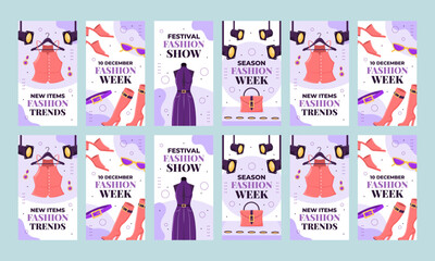 fashion week social media post vector flat design