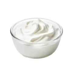 Foto op Plexiglas bowl of fresh greek yogurt or sour cream on isolate transparency background, PNG © Sim
