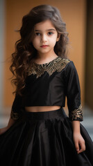 indian cute girl wearing black dress