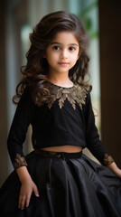 indian cute girl wearing black dress