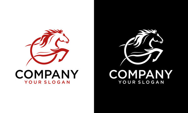 Creative Vector image of horse drawing design with a white background. elegant jumping horse logo. Illustration of line art of horse riding with jockey. Can be used for logos for horse farms.