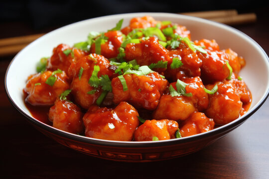 gobi manchurian in ceramic bowl