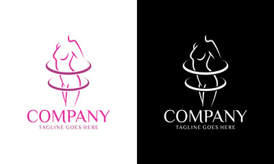 Creative women weight loss silhouette logo designs simple for slim and clinic logo and health service - obrazy, fototapety, plakaty