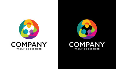 Creative circle Team of three people logo. circle human with colorfull abstract logo, Concept of people group meeting collaboration and great work. - obrazy, fototapety, plakaty