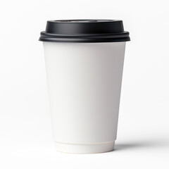 White coffee cup mockup isolated on transparency background, PNG - obrazy, fototapety, plakaty