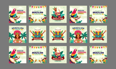 Fotobehang happy brazilian carnival vector flat design © bambang