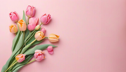 Pink Tulip Stem Background - Graceful stems of pink tulips against a soft pink background