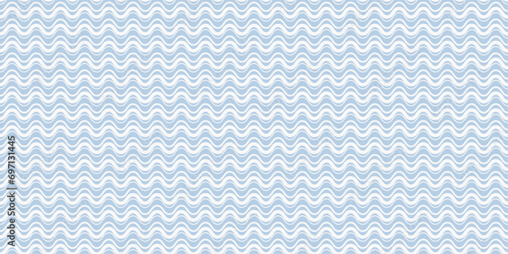 Poster Wavy sea pattern. Vector simple and seamless blue pattern with identical waves.