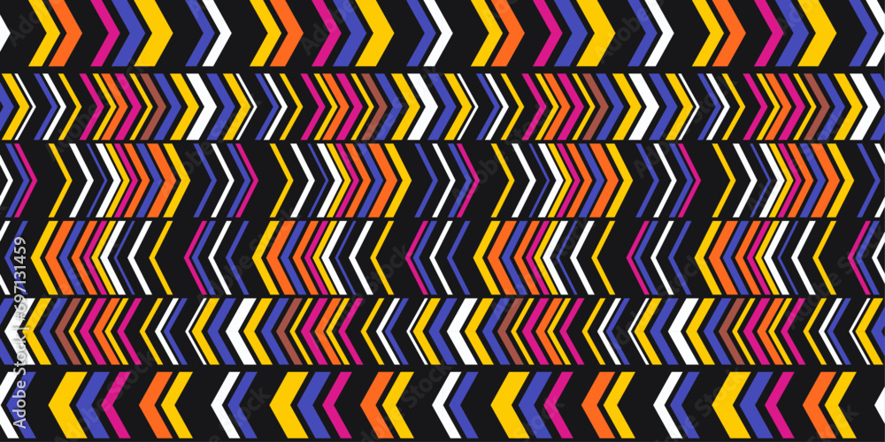 Aufkleber Repeating chevrons. Vector simple pattern of repeating chevrons. Multi-colored and repeating pattern of simple triangles.
