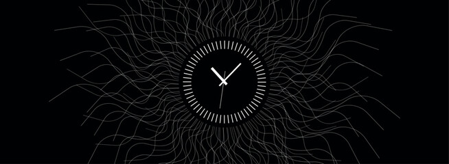 clock on black background	