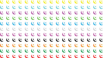 Multicolor Moon and Star Shape Seamless Pattern Design